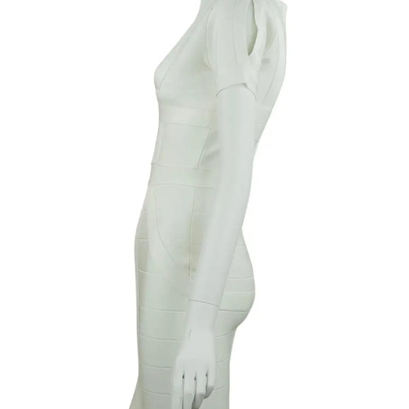 Herve Leger White Short Sleeve Bandage Dress - Size S - Picture 5 of 11